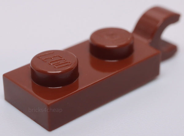 Lego 16x Reddish Brown Plate Modified 1 x 2 with Clip on End Horizontal Grip