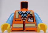 Lego Orange Torso Safety Vest with Reflective Stripes over Medium Blue Shirt ID