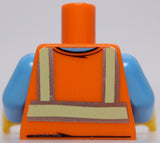 Lego Orange Torso Safety Vest with Reflective Stripes over Medium Blue Shirt ID