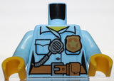 Lego Torso Police Female Shirt Gold Badge and Radio Pattern