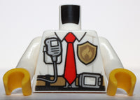 Lego White Torso Fire Chief Shirt Tie Fire Logo Badge Belt Pouch