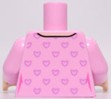 Lego Bright Pink Torso Female Silver Necklace Charms Medium Lavender Hearts
