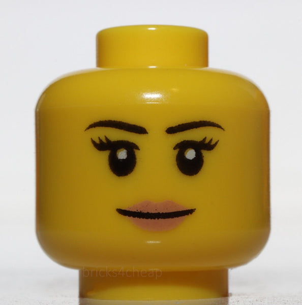 Lego 2x Head Female Smile Peach Lips Eyelashes Brows