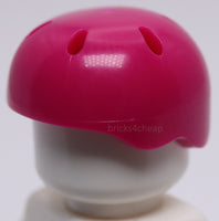 Lego 3x Magenta Minifig Headgear Helmet Sports with Vent Holes