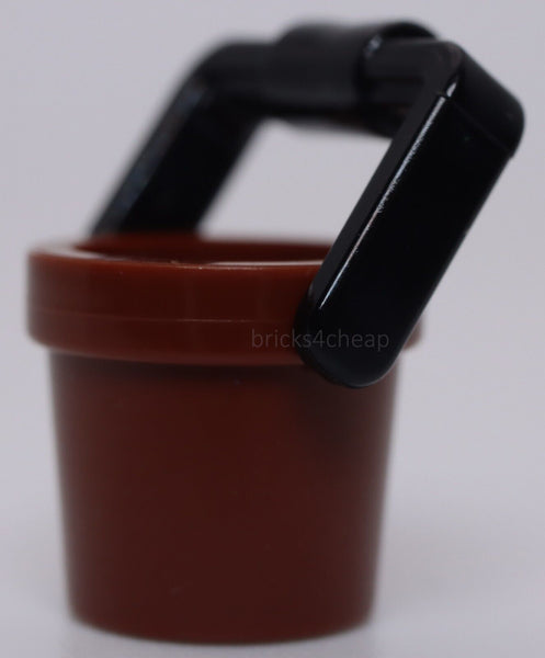 Lego 2x Reddish Brown Minifig Utensil Bucket 1 x 1 x 1 Tapered with Handle Hold