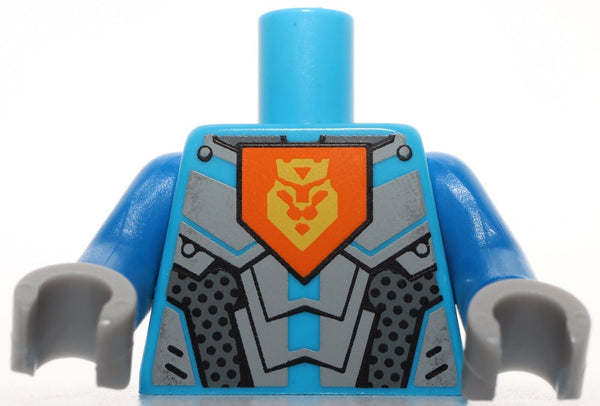 Lego Castle Dark Azure Torso Armor Orange Emblem Yellow Crowned Lion Silver Pane