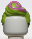 Lego Lime Minifig Hair Female Ponytail and Fringe with Dark Pink Swirl