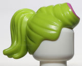 Lego Lime Minifig Hair Female Ponytail and Fringe with Dark Pink Swirl