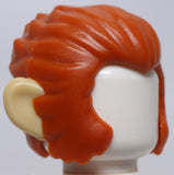 Lego Dark Orange Minifig Hair and Sideburns Swept Back Tan Ears