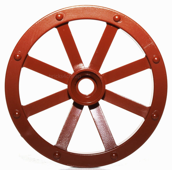 Lego 2x Reddish Brown Wheel Wagon Large 33mm D Hole Notched Wheels Holder Pin