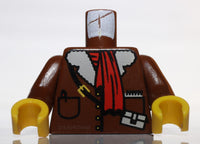 Lego Brown Torso Adventurers Orient Leather Jacket Red Scarf Yellow Hands