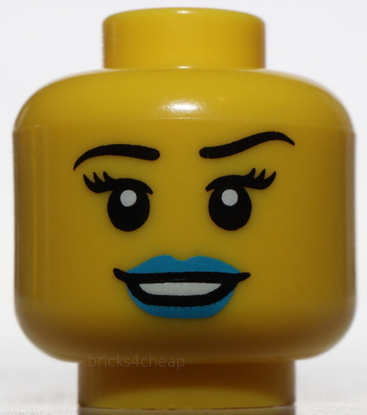 Lego Yellow Head Female Black Eyebrows Eyelashes Dark Azure Lips Smile