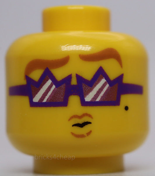 Lego Yellow Head Gold Eyebrows Dark Purple Crown Sunglasses Open Mouth Grin