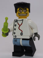 Lego Studios Mad Scientist Dual Sided Head White Lag Coat Buttons Syringe