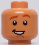 Lego Nougat Minifig Head Dark Orange Eyebrows and Chin Contour Smile Fierce