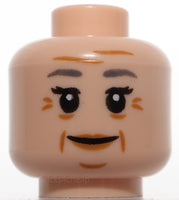 Lego Light Nougat Head Female Eyebrows Open Smile Cheek Lines Crows Feet