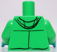 Lego Bright Green Torso Jacket 3 Medium Azure Zippers Dark Turquoise Hands