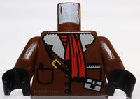 Lego Brown Torso Adventurers Orient Leather Jacket Red Scarf Pattern Black Hands