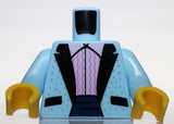 Lego Bright Light Blue Torso Tuxedo Jacket Silver Dots Ruffled Shirt