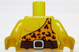Lego Torso Bright Light Orange Shirt with One Strap and Leopard Spots Brown Belt