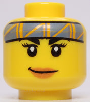 Lego Yellow Minifig Head Female Medium Nougat Lips Band Orange Stripes