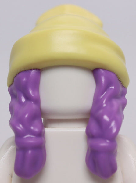 Lego Medium Lavender Combo Hair 2 Braids with Bright Light Yellow Beanie