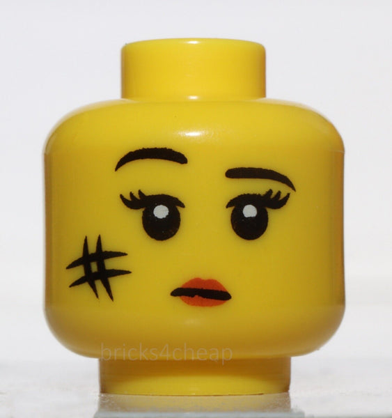 Lego Yellow Head Female Black Eyebrows Eyelashes White Pupils Red Lips Smudge