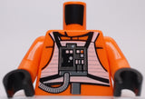 Lego Star Wars Orange Torso Rebel Pilot with Printed Back Pattern Black Hands