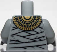 Lego Light Bluish Gray Mummy Torso Dual Sided Bandages with Gold Neck Plate