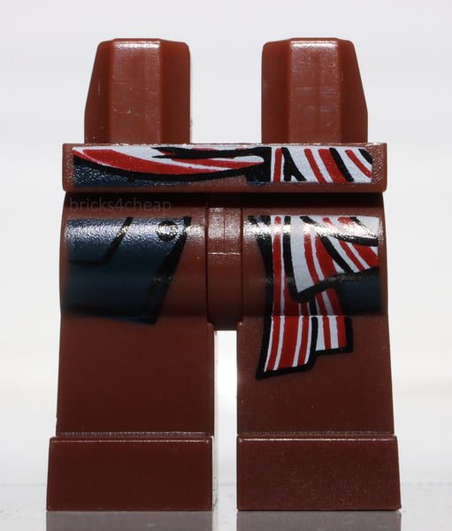 Lego Reddish Brown Hips Legs with Dark Blue Vest Tails Red and White Sash