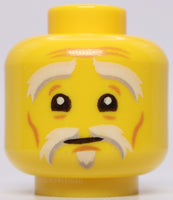 Lego Yellow Minifig Head White Gray Eyebrows Goatee Dark Orange Wrinkles