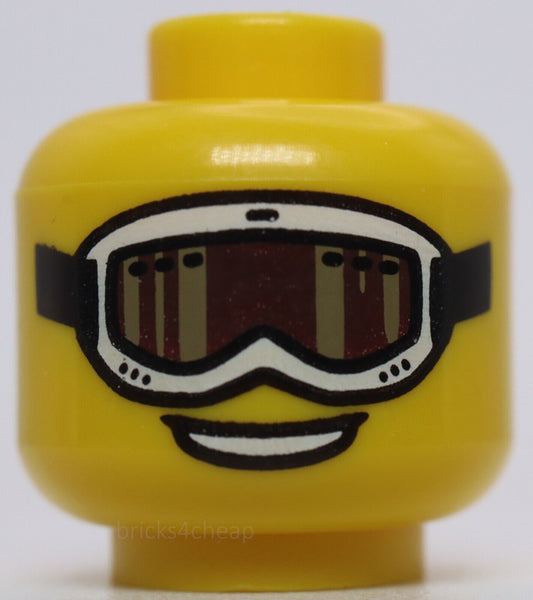 Lego Yellow Minifig Head Glasses White Ski Goggles Tan and Brown Glasses