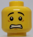 Lego Yellow Head Dual Sided Black Eyebrows White Pupils Scared Lopsided Smile