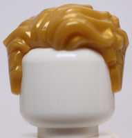 Lego Pearl Gold Minifig Hair Swept Left Tousled with Slight Widow's Peak