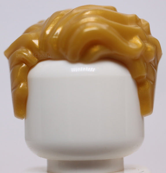 Lego Pearl Gold Minifig Hair Swept Left Tousled with Slight Widow's Peak
