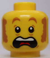 Lego Yellow Head Dual Sided Medium Nougat Eyebrows Sideburns Worried Scared