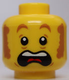 Lego Yellow Head Dual Sided Medium Nougat Eyebrows Sideburns Worried Scared