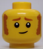 Lego Yellow Head Dual Sided Medium Nougat Eyebrows Sideburns Worried Scared