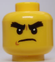 Lego Yellow Minifig Head Dual Sided Black Bushy Eyebrows Smile