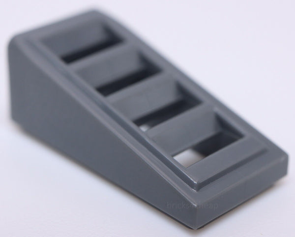 Lego 15x Dark Bluish Gray Slope 18 2 x 1 x 2/3 with Grille