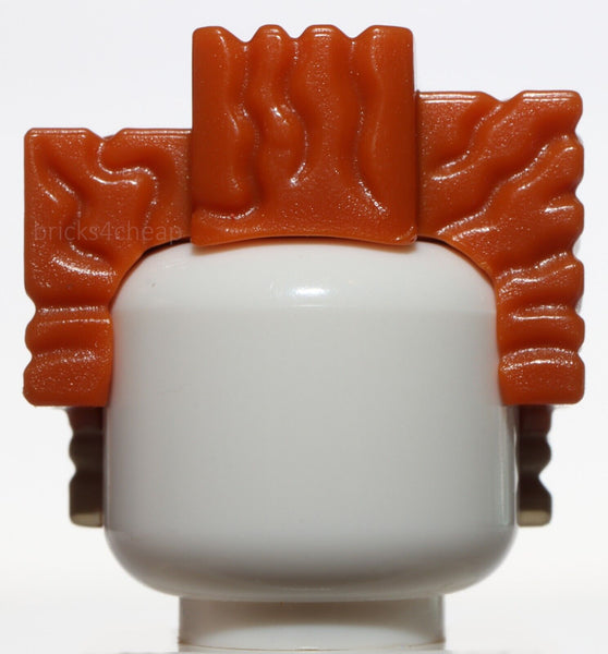 Lego Dark Orange Minifig Hair Trapezoid Swept Back with Tan Ends Pattern