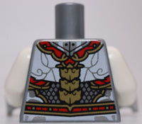 Lego Torso Armor with Red and Gold Plates White Clouds and Silver Dragon Head