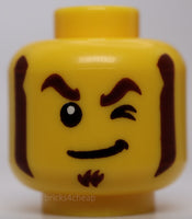 Lego Head Thick Dark Brown Eyebrows Mutton Chops and Soul Patch Lopsided Smile