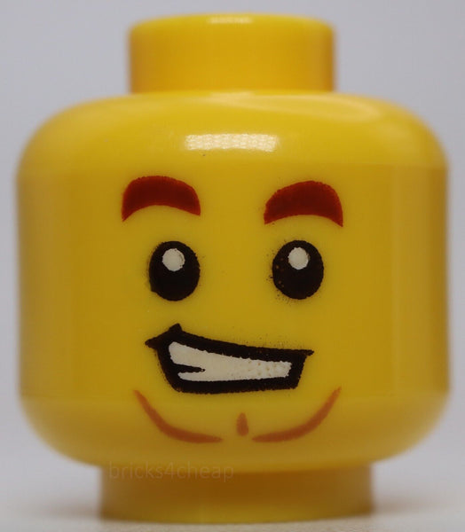 Lego Yellow Head Dark Brown Eyebrows Lopsided Grin Medium Nougat Anchor Beard