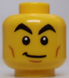 Lego Yellow Head Black Arched Eyebrows Cheek Lines Chin Dimple Silver Glasses