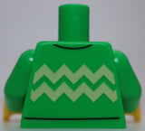 Lego Bright Green Minifig Torso with tan Herringbone Pattern