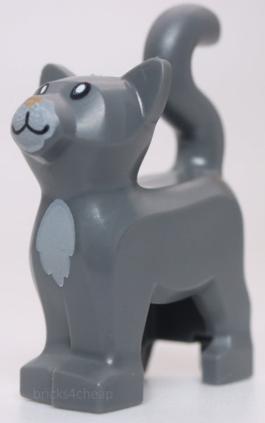 Lego Dark Bluish Gray Cat Standing Light Bluish Gray Chest Fur and Nougat Nose