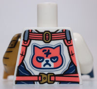 Lego White Torso Racing Jacket Coral Harness Grump Cat Face on Back