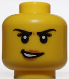 Lego Yellow Minifig Head Dual Sided Female Medium Nougat Lips Crooked Smile