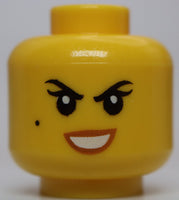 Lego Head Dual Sided Female Black Eyebrows Beauty Mark Open Mouth Smile Mask